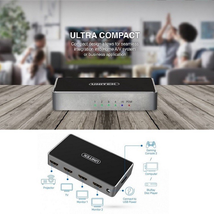 Bộ chia HDMI Unitek 1 vào 4 ra hỗ trợ 4k V109A - HDMI Splitter 1 in 4 out Unitek 109A - Unitek V109