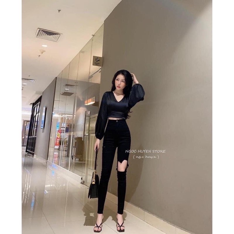 Quần jeans giãn rách to #305