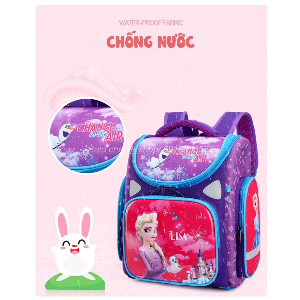 Balo chống gù mẫu cao cấp cho bé trai và bé gái tiểu học, Ba lô cho bé nam nữ cấp 1, cặp sách đi học siêu nhân công chúa