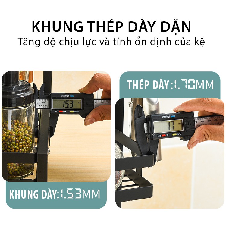 Kệ Để Gia Vị Nhà Bếp Đa Năng 3 Tầng VANDO Phủ Sơn Tĩnh Điện 3 Lớp Bảo Hành Chống Han gỉ  2 Năm | BigBuy360 - bigbuy360.vn