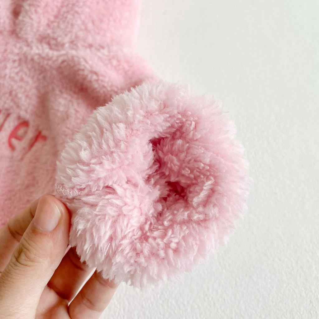 Áo liền thân có mũ trùm bằng nhung dễ thương thời trang mùa đông cho bé gái