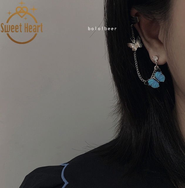 Bông Tai Thời Trang Kiểu Dây Xích Hình Bướm Cho Nữ 1 Cái