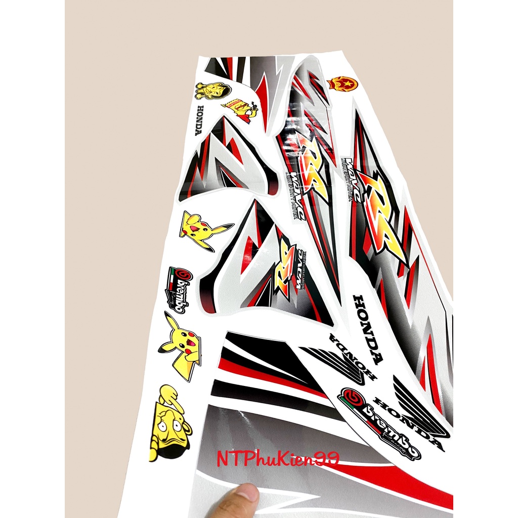 Tem rời Wave Alpha 50cc-100cc-110cc MẪU RS Màu Đỏ 3 Lớp Siêu Đẹp