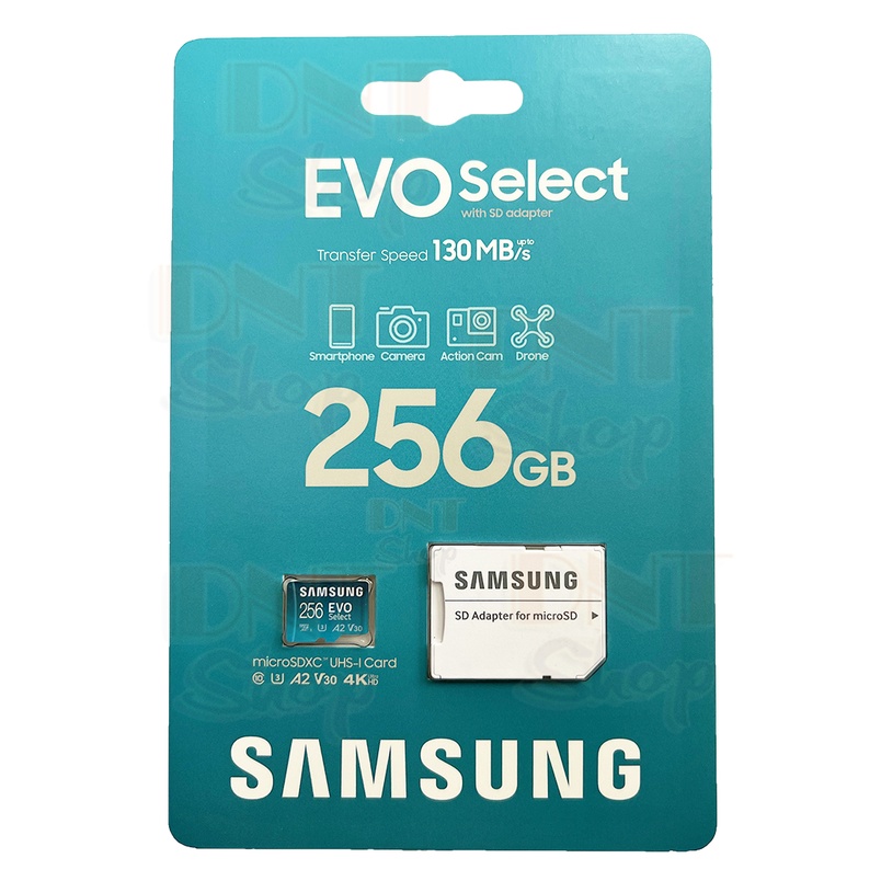 Thẻ nhớ MicroSDXC Samsung EVO Select 256GB U3 4K V30 A2 130MB/s - Độc quyền xuất thị trường Mỹ - Made For US