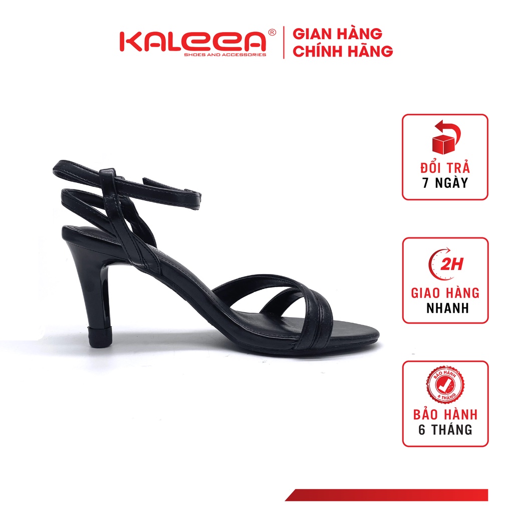 Giày Sandal Cao Gót Nữ KALEEA UK1901 - Quai Mảnh Gót Nhọn 6p Mũi Nhọn Da Simili Mờ Hở Gót