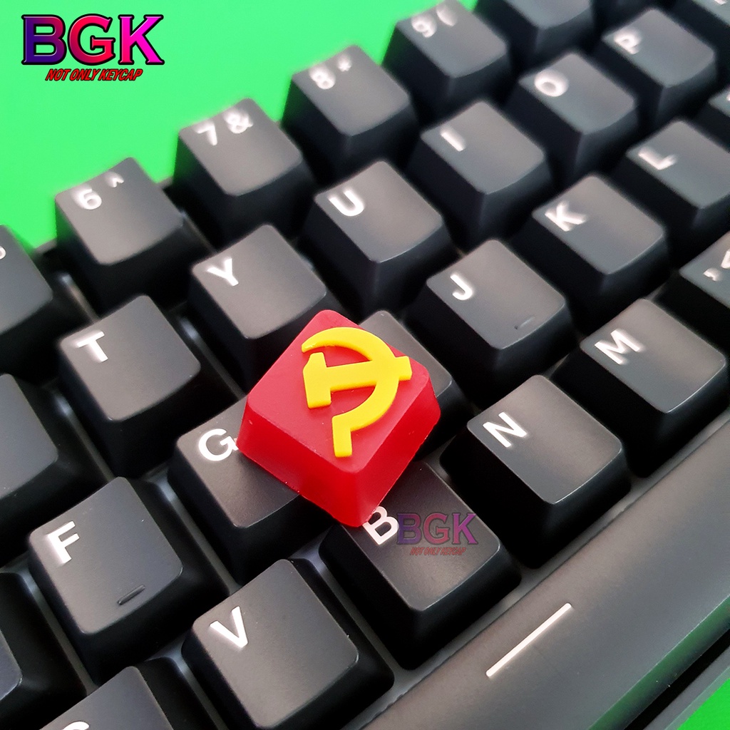 Keycap Lẻ Artisan Hình Búa Liềm Đúc Resin nhiều lớp ( Đế Xuyên LED, Keycap bàn phím cơ,keycap resin độc lạ )