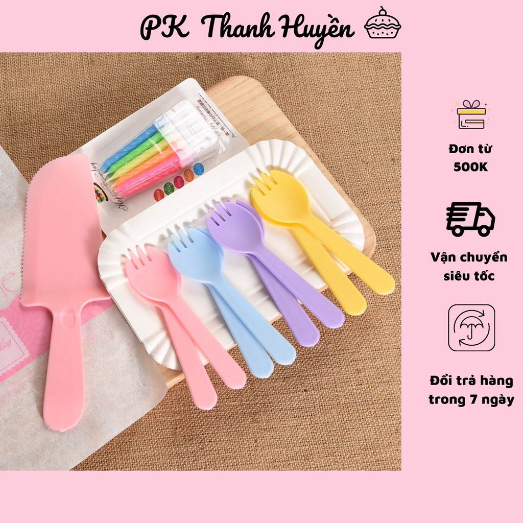 Phụ kiện trang trí bánh sinh nhật, bánh kem - bộ dao dĩa