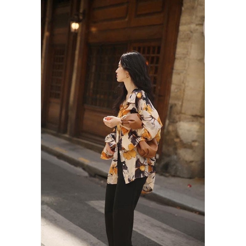 Sơ mi nữ dãi tay hoa vàng Vintage chất đẹp ZuLyShop | BigBuy360 - bigbuy360.vn