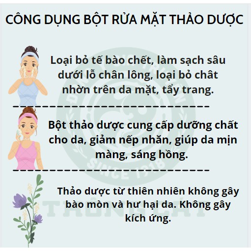 Bột rửa mặt thảo dược Thông Cát làm đẹp da, giảm mụn, dưỡng da trắng sáng, loại bỏ tế bào chết và tái tạo da hiệu quả