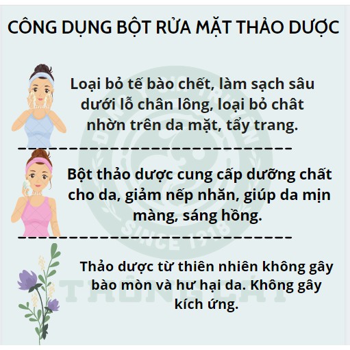 Bột rửa mặt thảo dược Đông y gia truyền thông cát _làm sạch da từ sâu bên trong, giúp căng bóng mịn màng