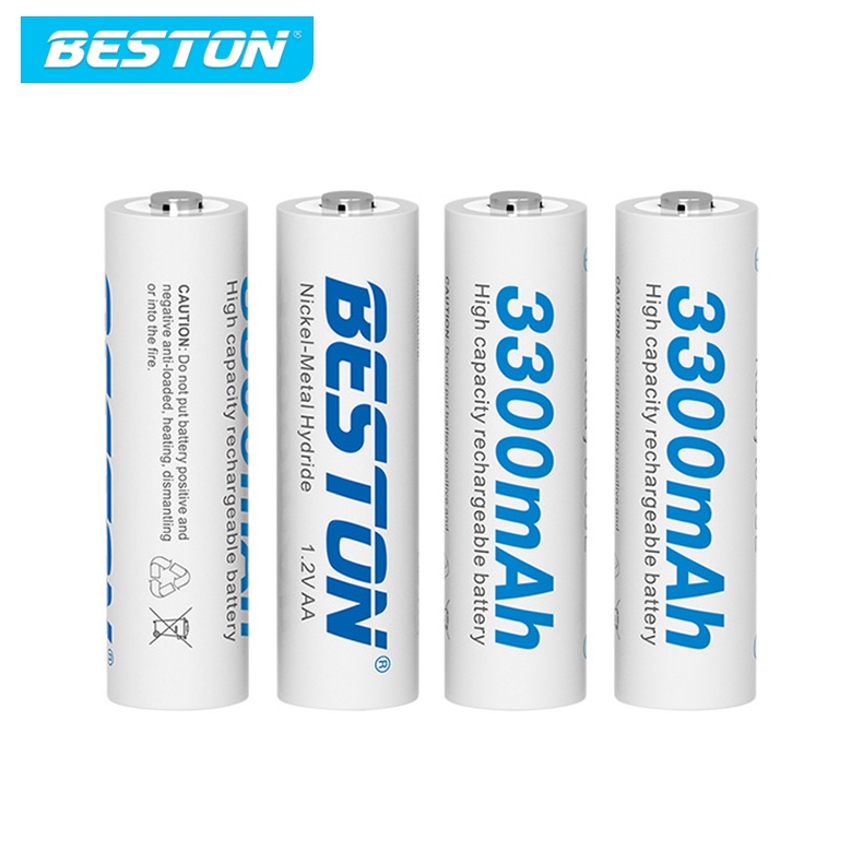 Hộp 04 Pin Sạc AA Beston 3300mAh Cho Micro Karaoke loa, đồ chơi trẻ em, đồng hồ, thiết bị điện tử,đèn flash, máy ảnh