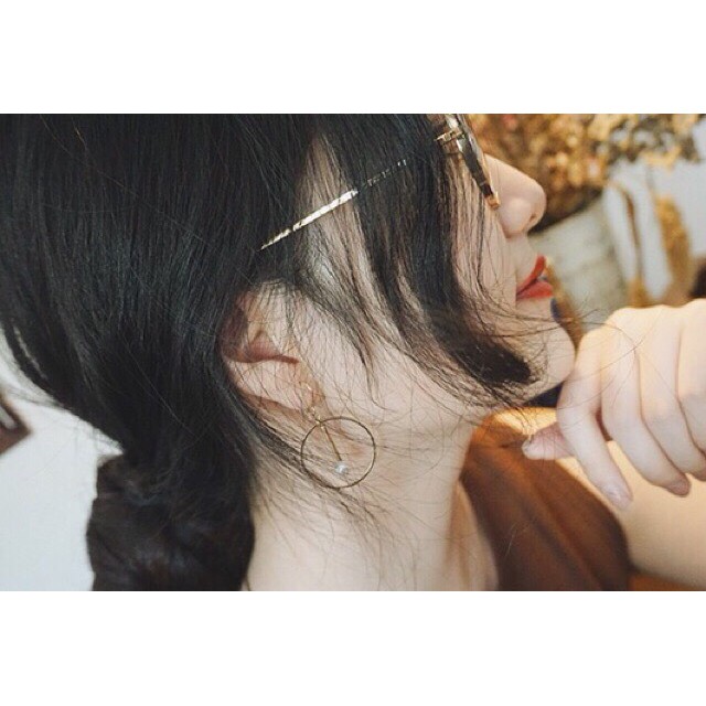 Bông tai khối tròn Hàn Quốc 05