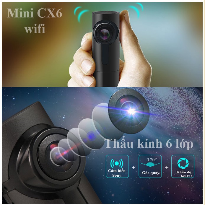 Camera hành trình mini wifi xoay 360 độ - tích hợp điều khiển trên điện thoại - Cao Cấp