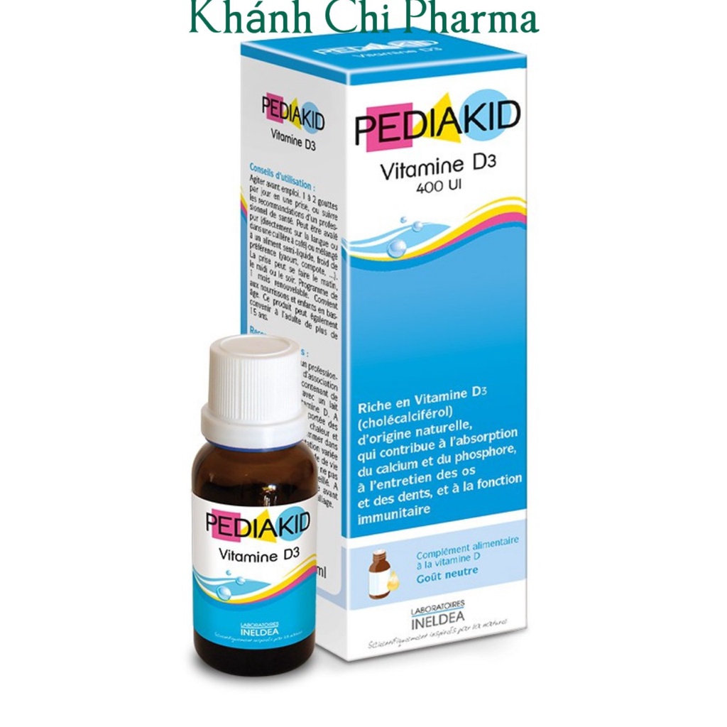Bổ sung vitamin d cho bé Pediakid d3 400ui (Pháp).Giúp hấp thụ canxi cho trẻ nhỏ (Hàng chính hãng)