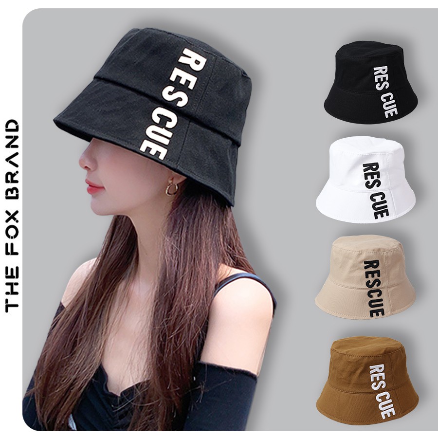 Mũ bucket vành cụp, nón tai bèo unisex nam nữ thêu chữ RESCUE nhiều màu phong cách ulzzang The Fox