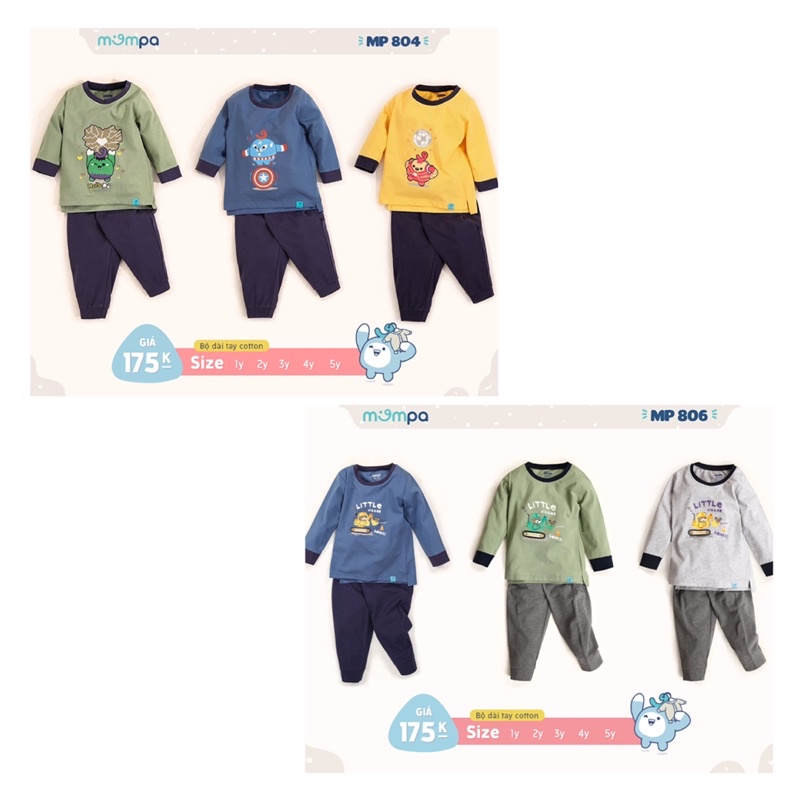 Bộ dài tay Jaglan cotton Mompa