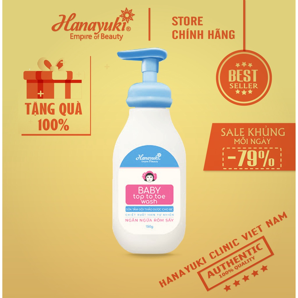 Sữa tắm gội thảo dược Hana Baby top to toe wash -Hanayuki Chính Hãng 100%