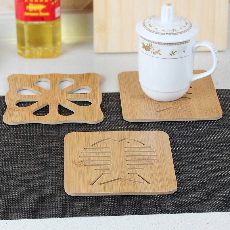 Set 5 miếng lót nồi bằng gỗ giúp cách nhiệt xoong nồi với mặt bàn, tủ đựng thức ăn (set hình ngẫu nhiên)