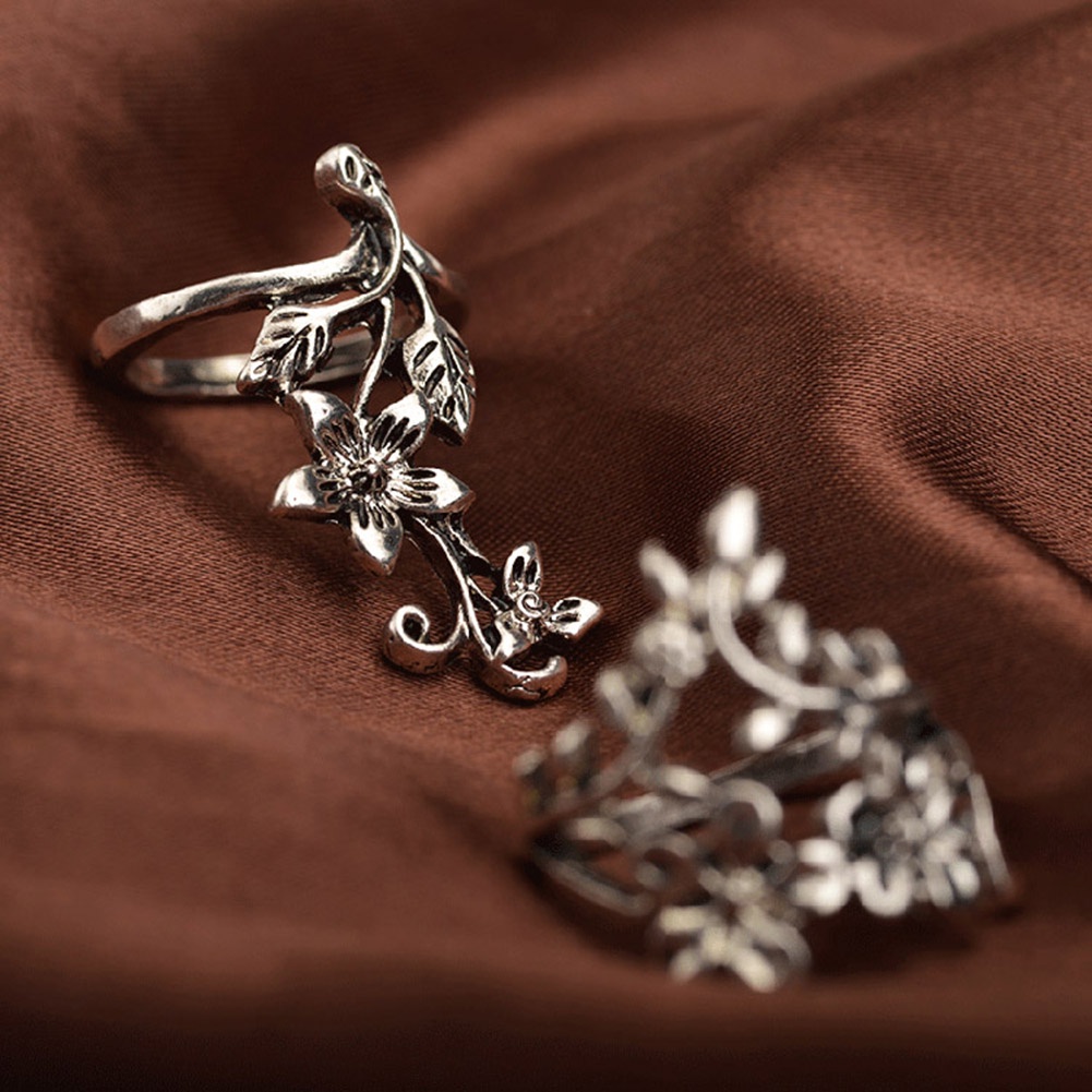 [Hàng Có Sẵn] Bộ 4 Nhẫn Midi Đeo Khớp Ngón Tay Hình Hoa Lá Vintage Cho Nữ