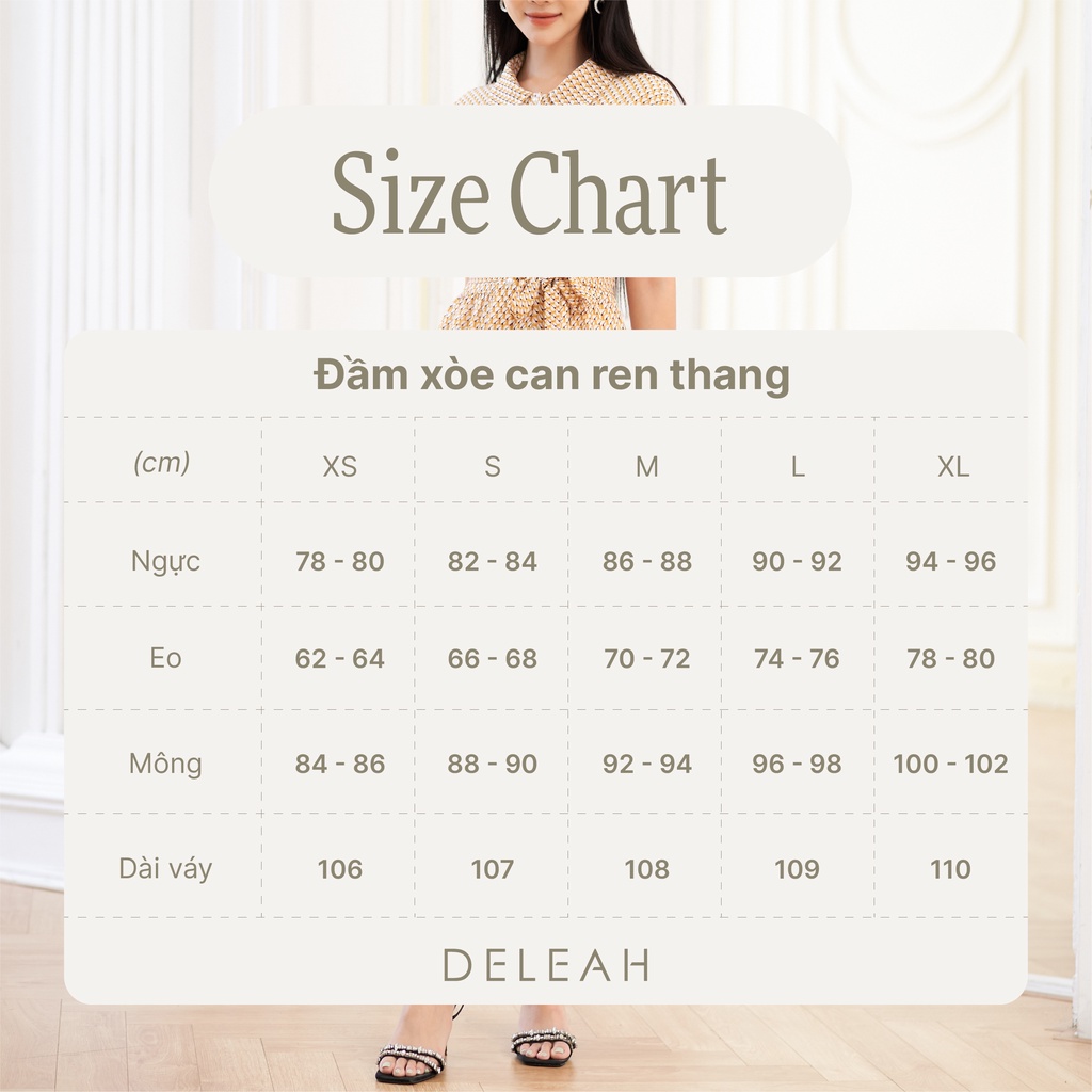 Đầm xòe De Leah chất liệu voan hoa dịu mát điểm nhấn đường can ren thang tinh tế