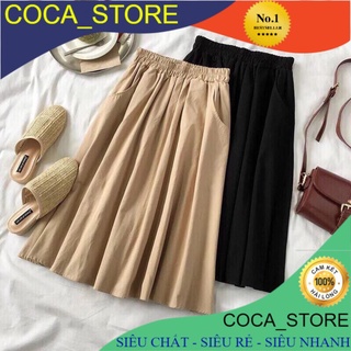 Chân Váy Xòe Kaki , Coca Store, Z003 Ulzzang Cạp Chun Co Dãn 3 Màu Z003 , Siêu Xinh