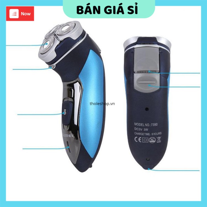 Máy cạo râu  💯 GIÁ VỐN]  Máy KEMEI KM-7390 Cạo Râu 3 Lưỡi Tròn Chống Nước cao cấp 4347