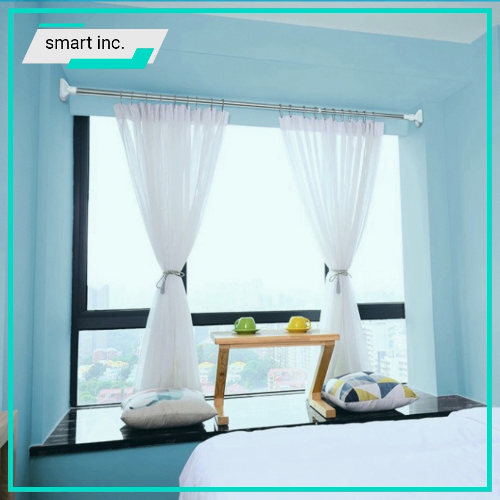 Sào Phơi Giá Treo Đồ Quần Áo Gắn Tường Inox Thanh Treo Rèm Cửa Sổ Không Cần Khoan