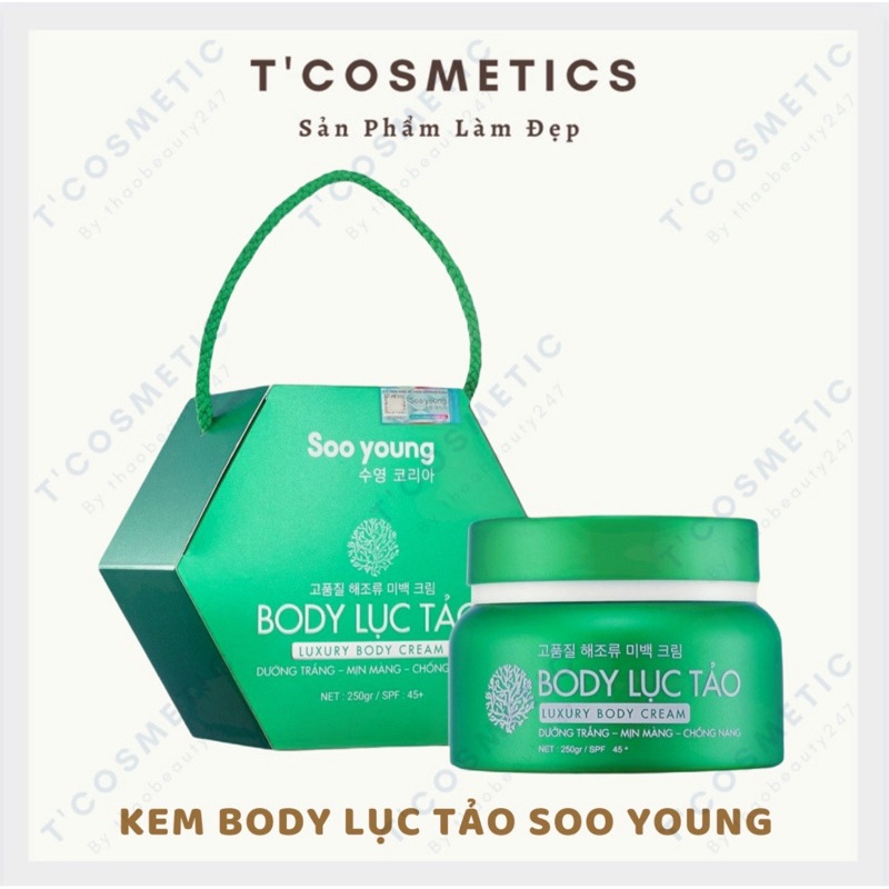 Kem Body Lục Tảo Soo Young - Dưỡng Trắng Da - Không Bết Rít - Không Trắng Ảo