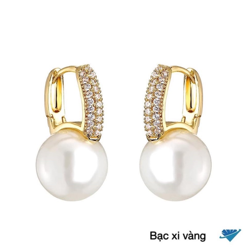 Bông tai nữ gắn trai-Bông tai trai gắn đá sang trọng -Bông tai bạc ta THJ