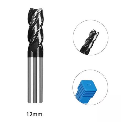 Dao Phay Mặt Đầu Gia Công Kim Loại Phụ Kiện Thay Thế CNC HRC50 Máy Phay Hợp Kim Thép Vonfram 12.0mm