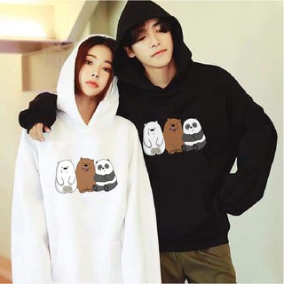 Áo nỉ Hoodie thu đông hoạt hình 3 con gấu form suông rộng unisex, chất nỉ bông siêu ấm