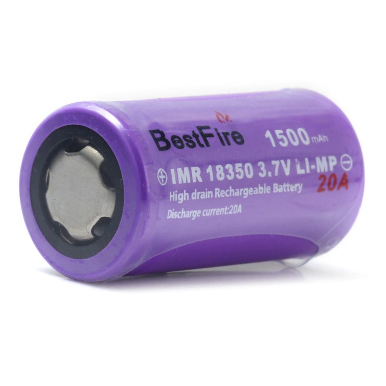 Pin nhỏ, pin lùn cao cấp BestFire BMR 18350 3.7v Li-MP 1500 mAh, độ xả 20A  cho máy ảnh, quạt mini, đèn pin