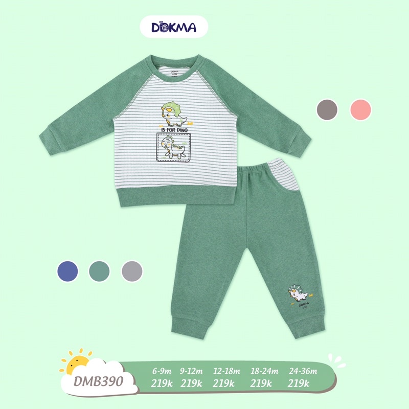 [FREESHIP] Bộ dài tay cotton len dày 9-36 tháng tuổi cho bé Dokma Voi.Kids DMB390