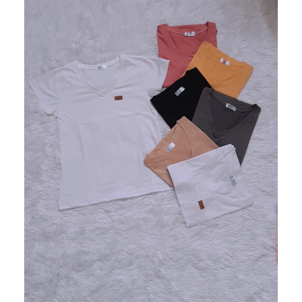 ÁO THUN COTTON CỔ TIM THỜI TRANG - combo 3 áo 110k