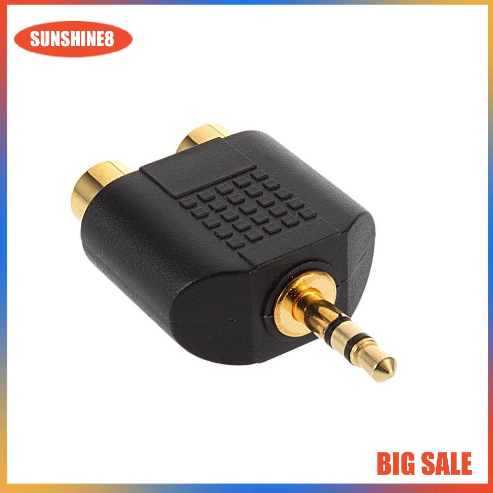 【SUN】[9K]Phích cắm stereo 3,5mm mạ vàng đến Bộ chuyển đổi đầu nối nữ 2RCA (Đỏ + Trắng)