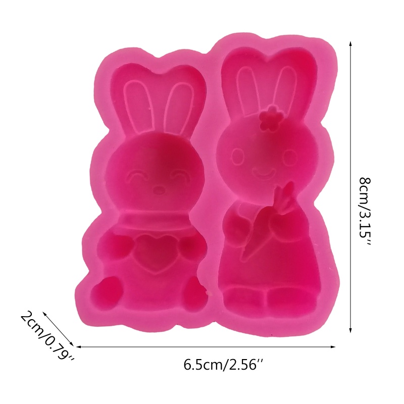 Khuôn Silicone Tạo Hình Làm Bánh Kẹo Hình Thỏ Phục Sinh 2 Ngăn