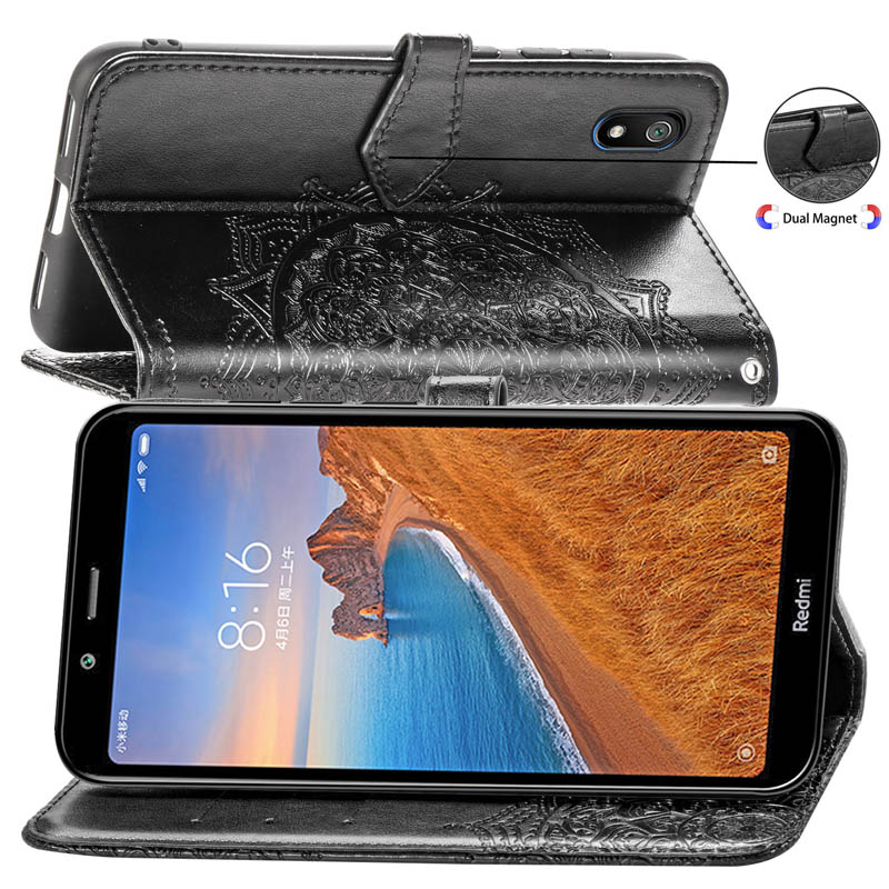 Ốp lưng điện thoại dạng ví da lật chạm khắc hoa Mandala dành cho Xiaomi Mi A2 Lite Redmi 8A 8 7A 7 6 Pro 6A 5 Plus 5A