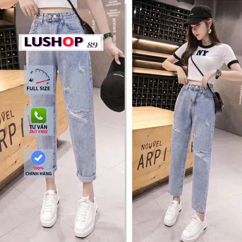 Quần bò baggy nữ quần jean baggy nữ quần jeans nữ lưng cạp cao quần nữ đẹp 3 size S M L hot  QT23 Lushop89 | BigBuy360 - bigbuy360.vn
