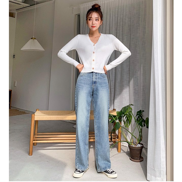 Quần Jeans Suông Dài Ống Rộng ENVYLOOK Comfortable Long Wide Denim Pants GomiMall