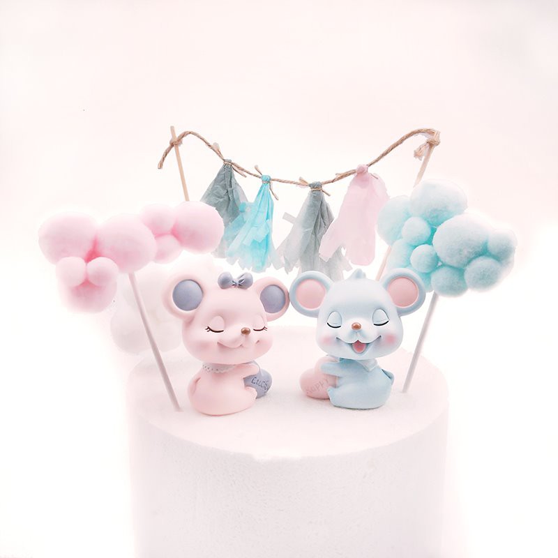 SP066057 đồ trang trí bánh sinh nhật Chuột XANH Happy (con)
