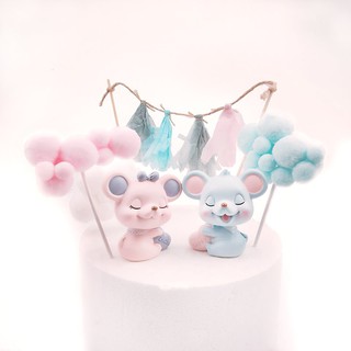 SP066057 	đồ trang trí bánh sinh nhật Chuột XANH Happy (con)