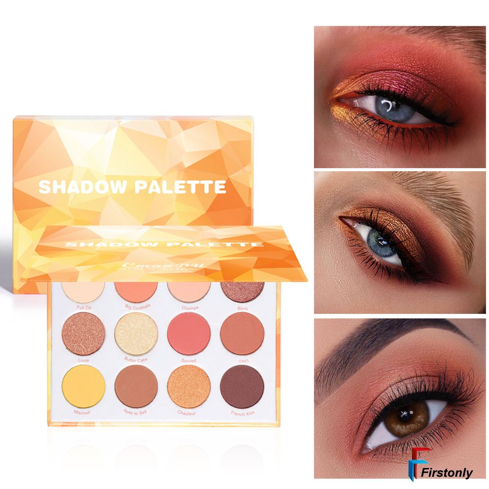 Bảng phấn mắt CmaaDu 12 màu lì lấp lánh chống thấm nước lâu trôi
