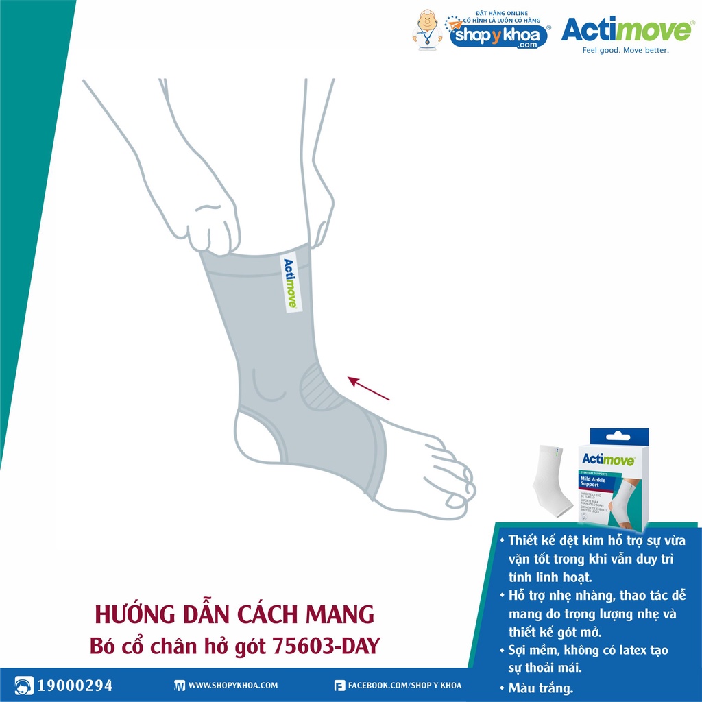 Bó Cổ Chân Hở Gót 75603-DAY, Màu Trắng, Dùng Được Cho Chân Trái Và Chân Phải [Actimove] - NK Chính Hãng Châu Âu (1 Cái)