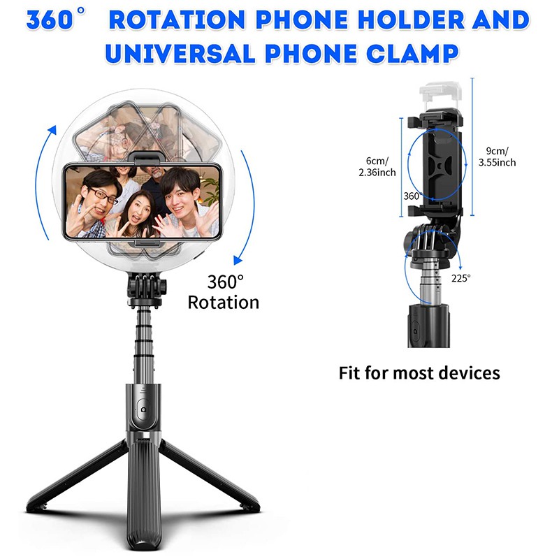 Giá Đỡ Tự Sướng Tích Hợp Đèn Led Dạng Vòng 6.3 Inch Chất Lượng Cao | BigBuy360 - bigbuy360.vn