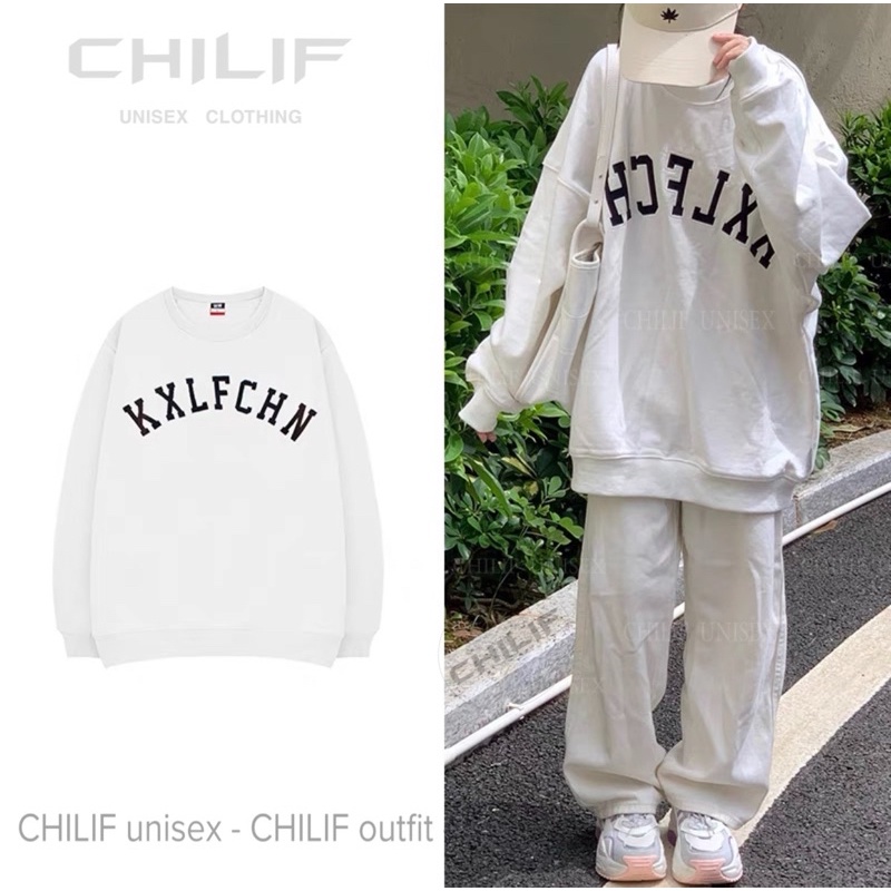 Áo SWEATER chữ nổi “ KXLFCHN “ Chất nỉ bông xịn mịn form rộng Unisex thoải mái nam nữ cực đẹp cực xịn