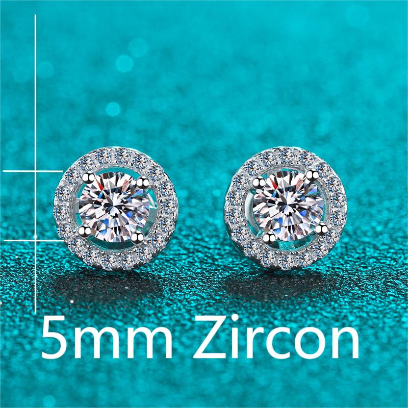 XDY-830 Bông tai đinh bạc nữ 925 Sterling, 5mm zircon * 2