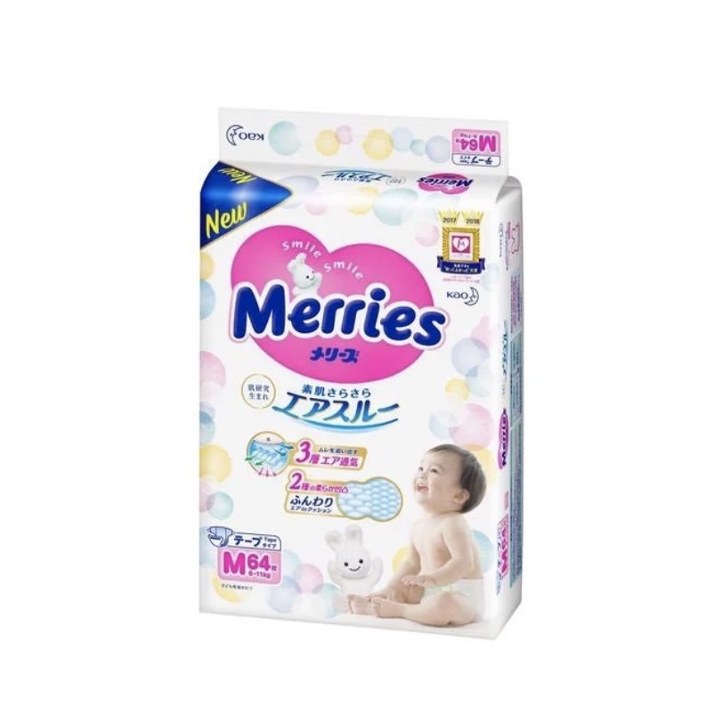 Bỉm Merries nội địa Nhật Bản cộng miếng - đủ size Quần M64/L50/XL44/XXL28 - Dán NB90/S82/M68