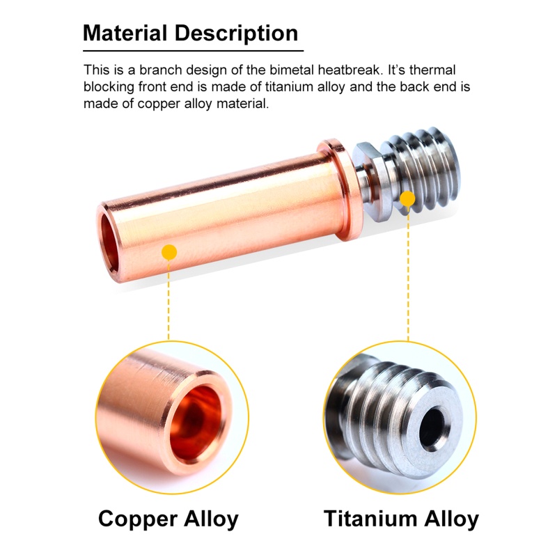 Linh Kiện Nhiệt Độ NF TArazy Bằng Đồng Titan Cho Máy In 3D Anycubic S Pro Vyper 1 75mm