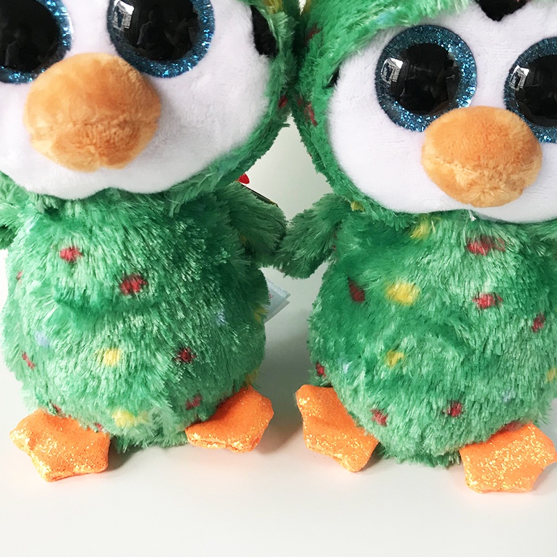 Chim Cánh Cụt Nhồi Bông Màu Xanh Lá Cây 15cm Trang Trí Giáng Sinh Dễ Thương