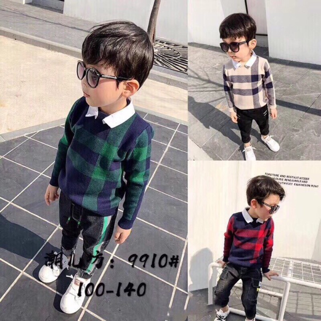 Áo len cổ sơ mi bé trai